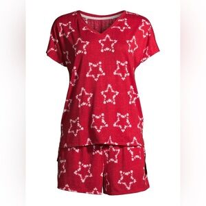 Secret Treasures Red Star-Print V-Neck Pajama Set